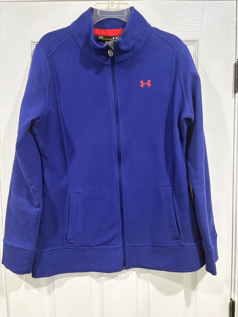 Under Armour Women L Purple Blue Full Zip Fleece Jacket Performance 96